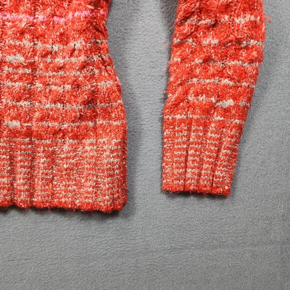 Boston Proper Womens Sweater Medium Pink Cable Knit Off Shoulder Stretch Classic - Picture 13 of 15